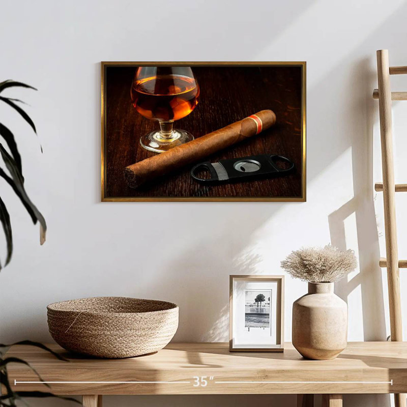 Verre de rhum, Cadre flottant doré, 19 po x 13 po