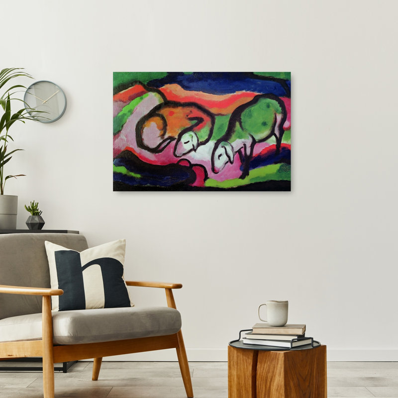 Mouton, 1912, estampe murale abstraite expressionniste contemporaine représentant un cheval, H 24 po x l 36 po