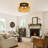 Boho 3-Light Farmhouse Rattan Ceiling Light Fixtures, 14" Flush Mount With Hand-Woven Shade