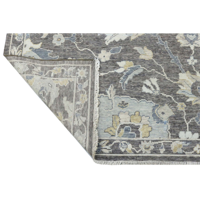 Tapis taupe noué à la main de haute qualité, Rectangle 9 pi x 12 pi