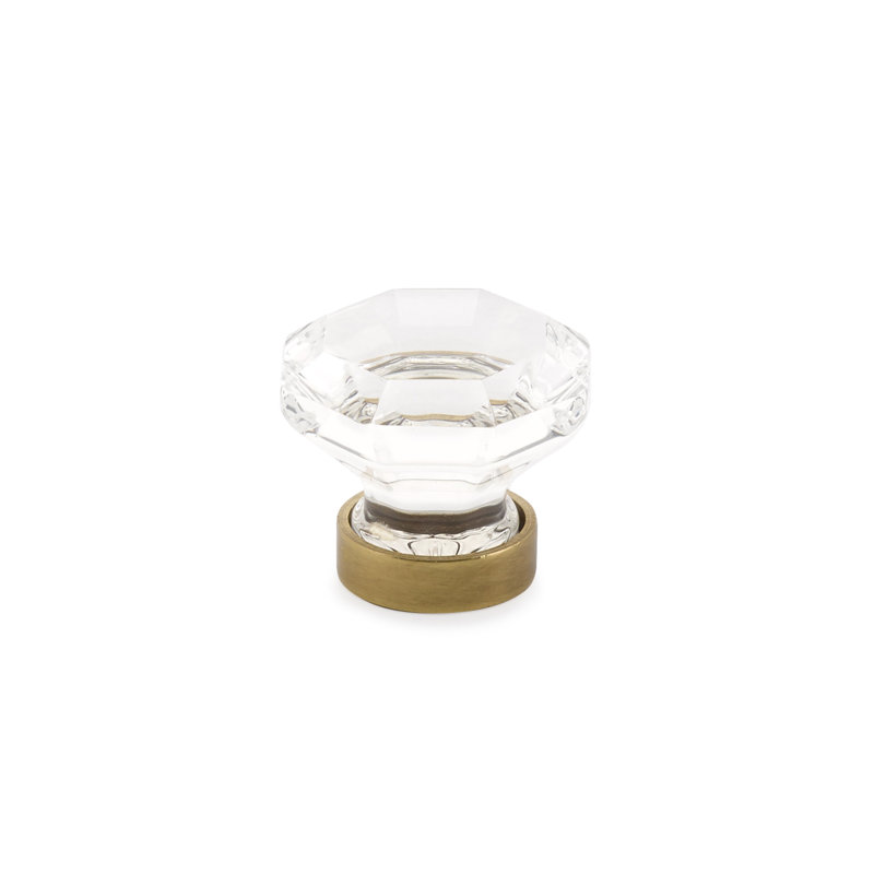 Old Town 1" Length Geometric Knob, French Antique Brass, 1.25" H x 1.25" W x 1.13" D