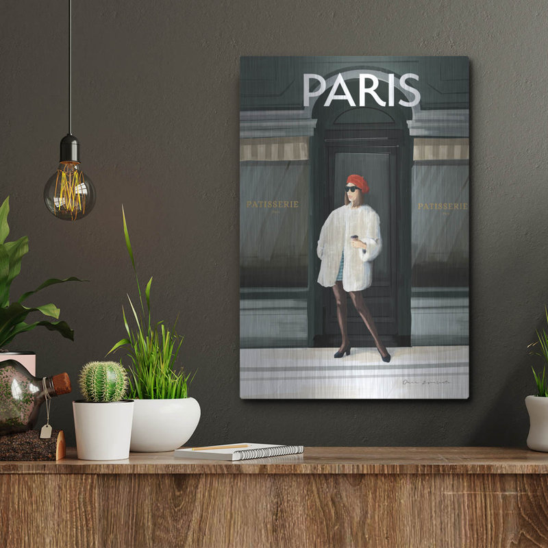 «Girl In Paris 2» par Omar Escalante, art mural en métal, H 16 po x l 12 po