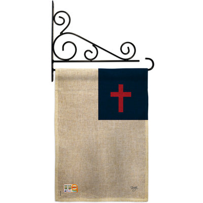 En toile jute à 2 côtés de 19 pouces christian ensemble de drapeau