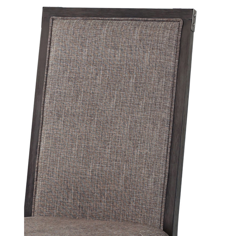 Contemporain, gris, 2 chaises de salle à manger, tissu d'ameublement, coussin en mousse, bois d'hévéa gris foncé, dossier solide, style classique de chambre, rembourré,