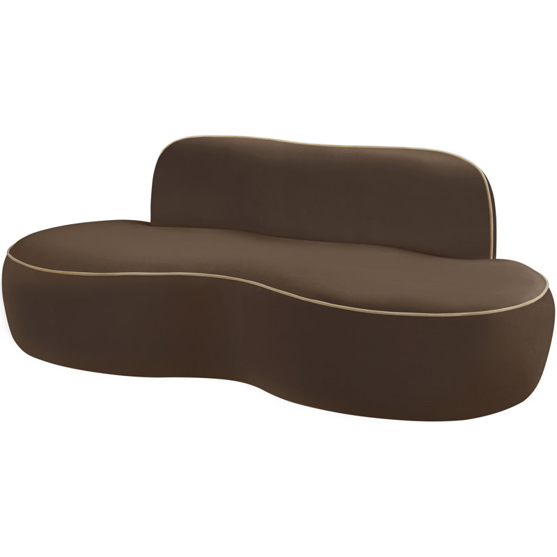 Causeuse rembourrée en velours 77 po Swerve, Velours brun
