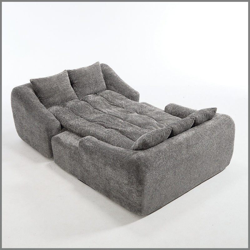 Chaise longue surdimensionnée pour l'intérieur, canapé-lit moderne en chenille à assise profonde avec coussins décoratifs et accoudoirs, canapé-lit pour le salon, chambre à coucher