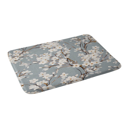 Emanuela Carratoni Cherry Blossom Flowers Memory Foam Bath Mat