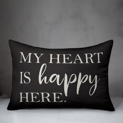 Heart Is Happy Here Outdoor Rectangular Pillow Cover & Insert