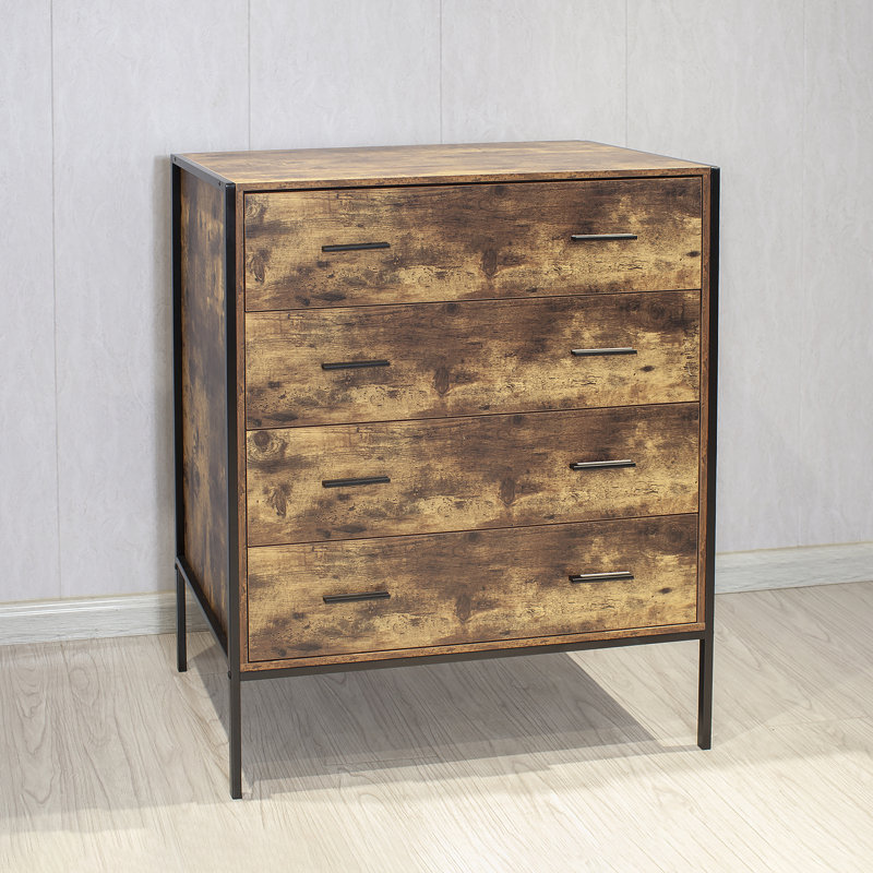 Commode de rangement spacieuse à 4 tiroirs avec plateau de présentation, fabrication durable pour organiser et décorer tout espace intérieur