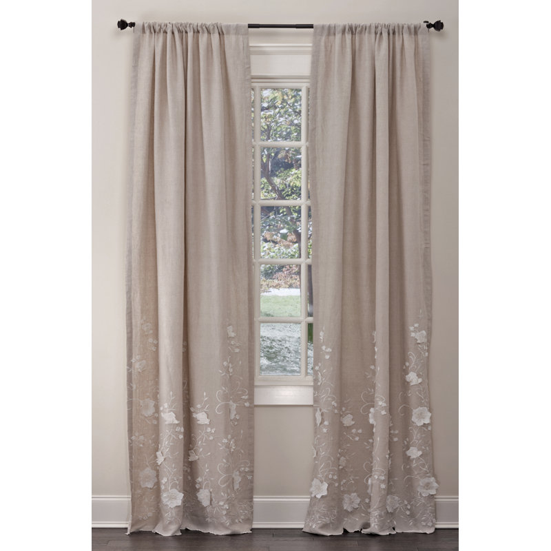 Jardin Room Darkening Curtain, Natural, 50" W x 120" L