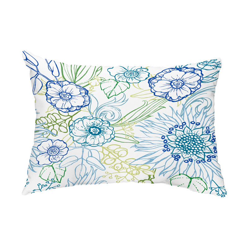 Zentangle Outdoor Rectangular Pillow Cover, Blue