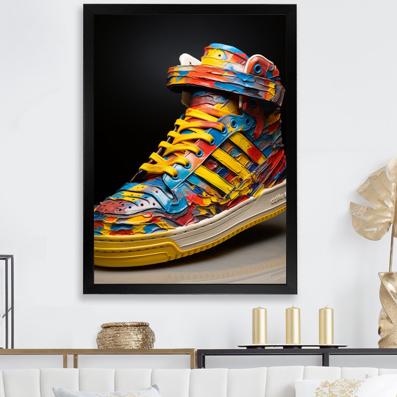 Street Art Fashion Sneaker - Accessoires de mode, art mural, Cadre simple noir, H 32 po x l 16 po x P 1 po