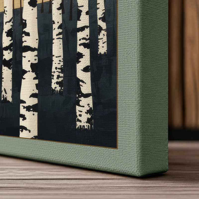 Birch Forest Scandinavian - Wrapped Canvas, 36x24 - 91.4 x 61.0 cm, Sage Border