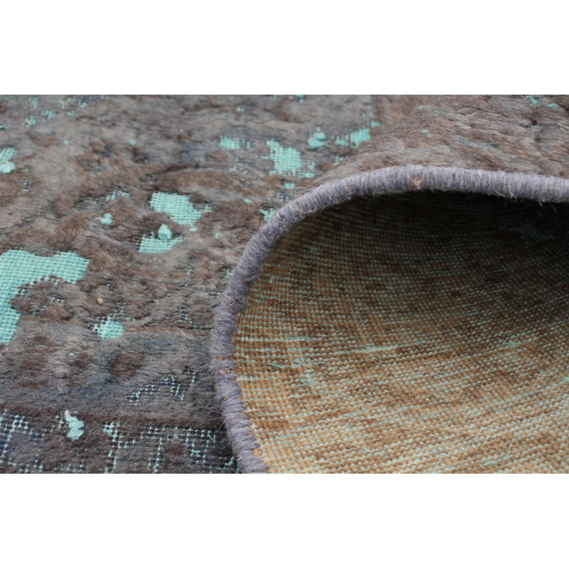 Tapis unique en laine noué à la main bleu / gris des années 1990 de 8 pi 5 po x 10 pi 8 po