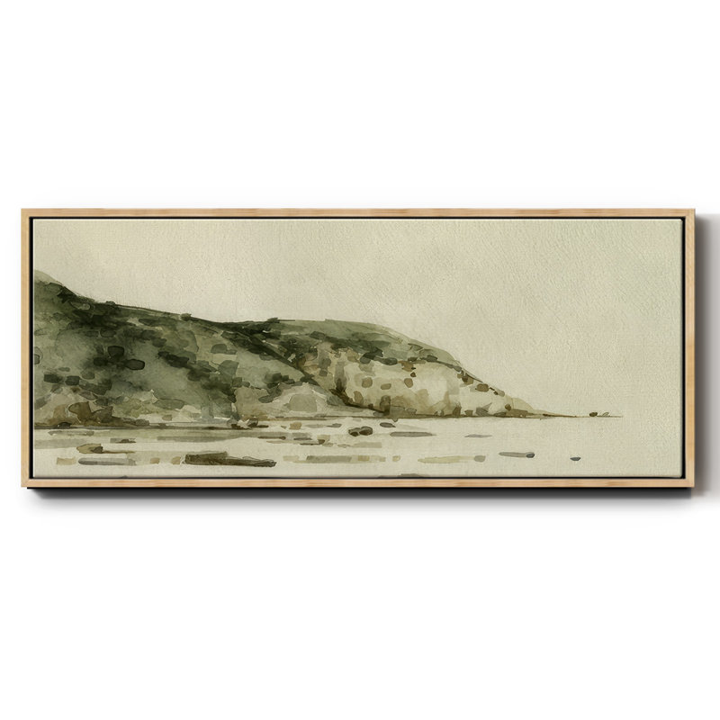 Distant  Shore I- Framed Canvas, 12" H x 30" W