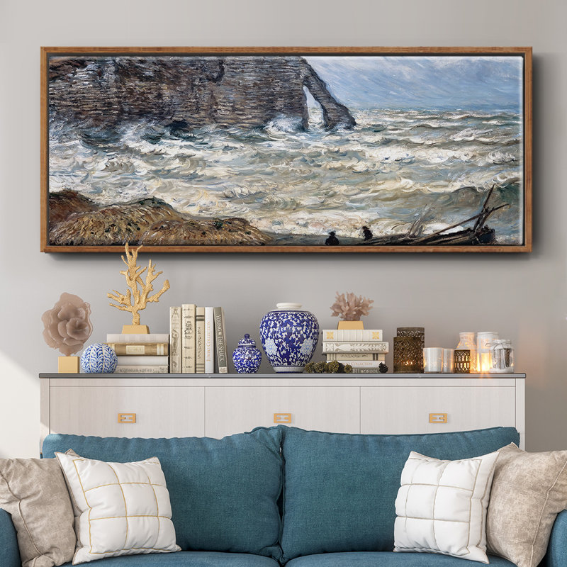 The Manneport, Etretat, Rough Sea, 1883 - Toile encadrée, H 8 po x l 20 po
