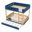 Grand lit superposé avec lit gigogne en MDF bleu + pin + contreplaqué, conception de voiture-1220664703-1220664689