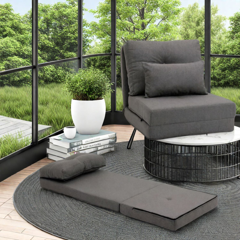 Chaises d'appoint multifonctionnelles, méridienne moderne réglable en acier de lin