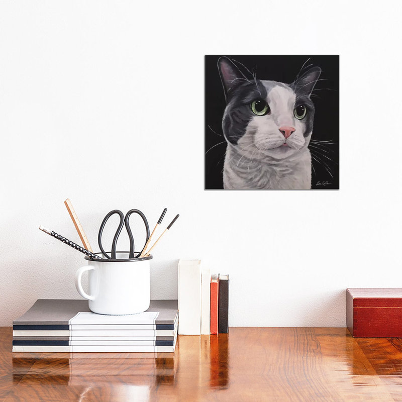 Asher, Grey Tuxedo Cat by Hippie Hound Studios - Wrapped Canvas Gallery-Wrapped Canvas Giclée, 30.48 cm H x 30.48 cm W