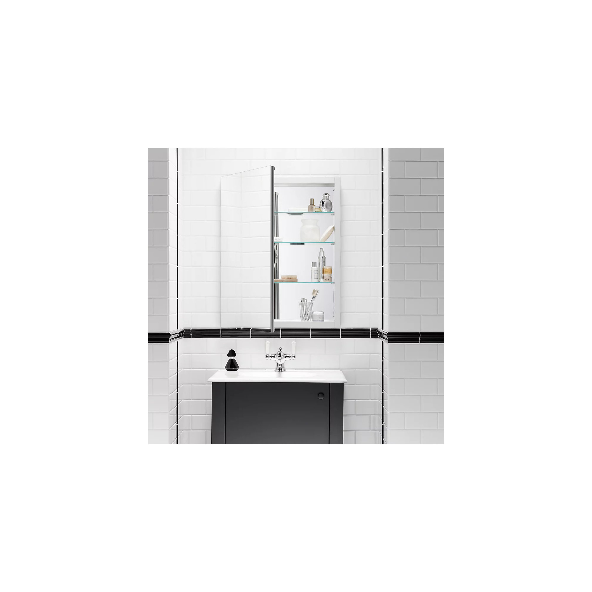 Verdera Recessed or Surface Mount Frameless Medicine Cabinet with 3 Adjustable Shelves, 30" H x 24" W x 4.75" D