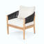 Fauteuil club d'extérieur en bois d'acacia, corde de coussin, ensemble de 2-10021048