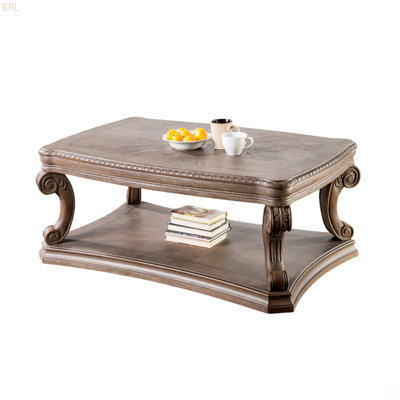 Vintage Carved Wooden Table Set For Living Room, Including Coffee Table, End Table And Console Table