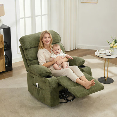 Swivel Glider Rocker Recliner Chair with Massage & Heat
