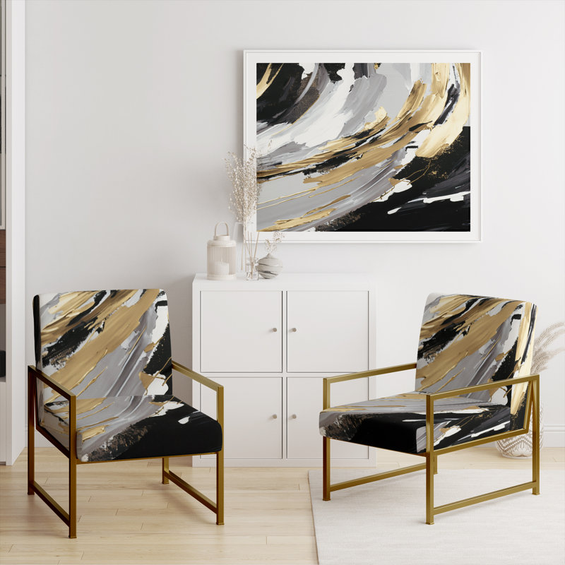 Fauteuil rembourré en V, exquis Darling, Doré