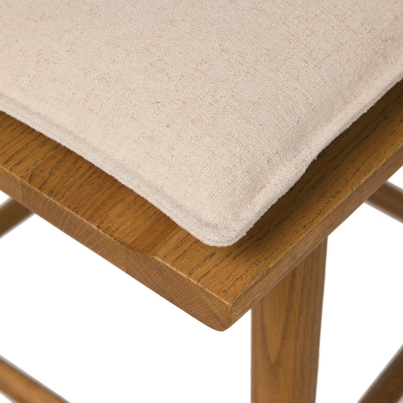 Garth Solid Wood Bar Stool, Bar Stool (29.94" Seat Height), Sandy Oak, Antwerp Natural/Linen Blend