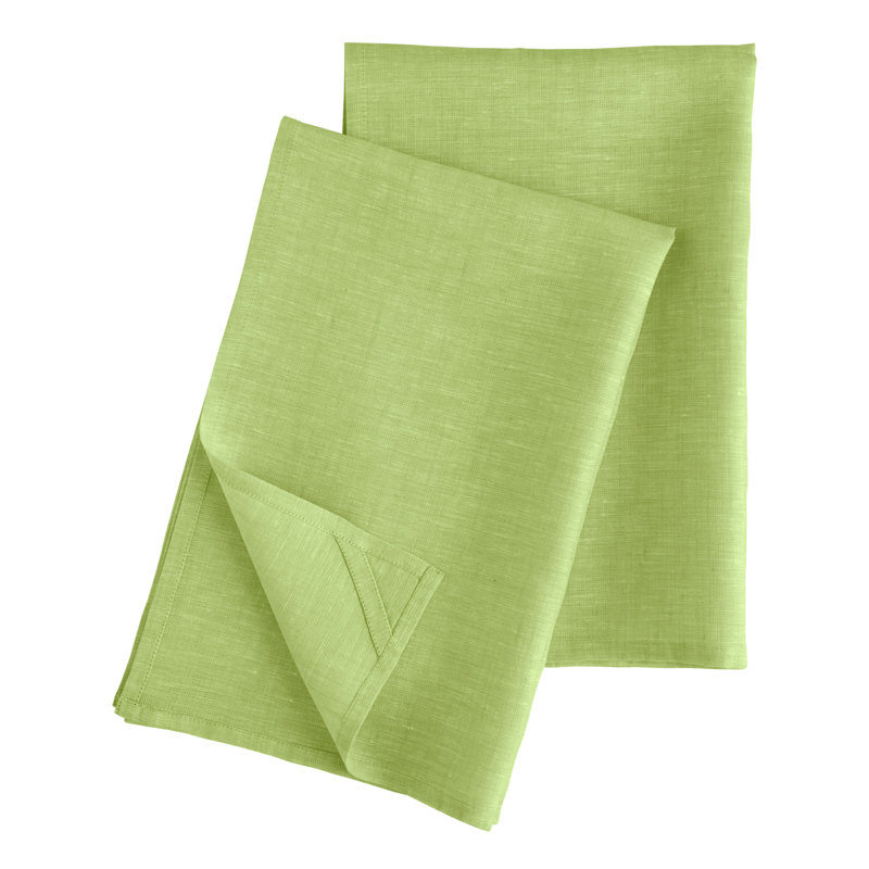 100% Pure Linen Kitchen Towels - Athena, Chambray Lime Green
