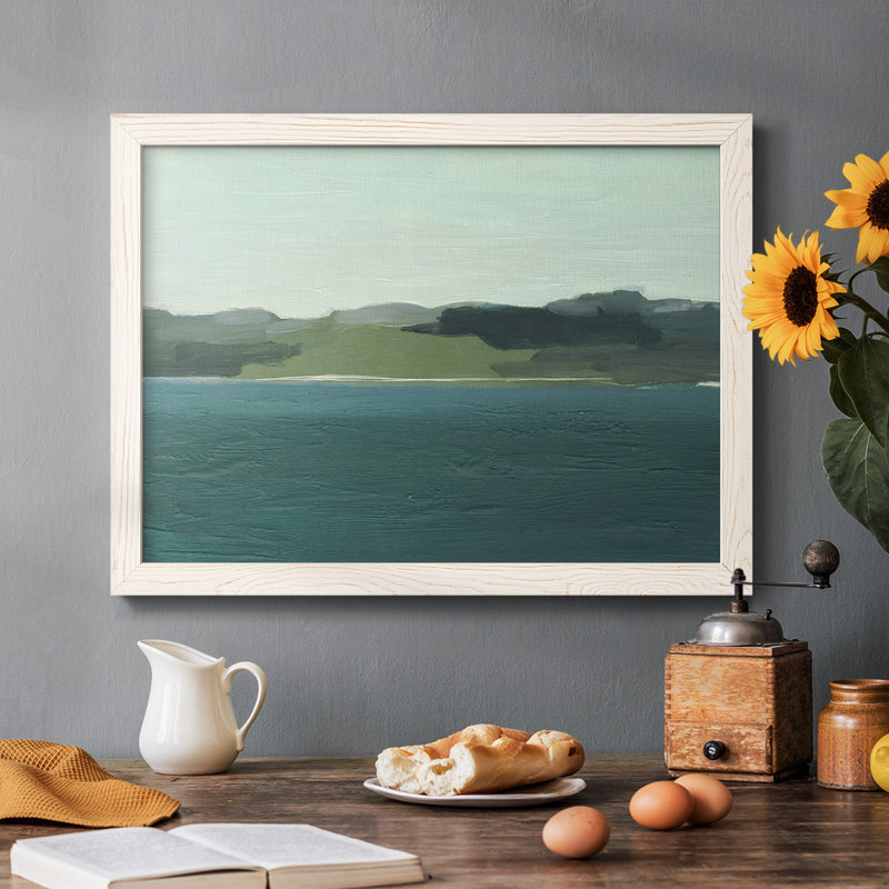 Calming Lake View I, reproduction d'art sur toile, Cadre blanc, H 22 po x l 32 po x P 1,5 po