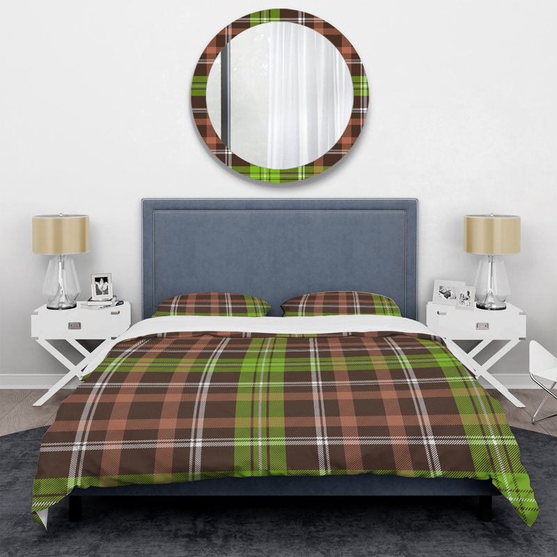 Ensemble de housse de couette en microfibre brun / vert 2 pièces