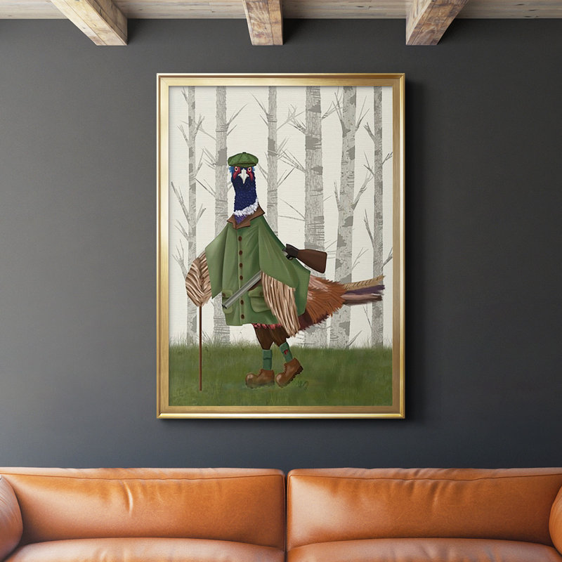 " Pheasant Shooting Party 6 ", Gold, 24.5" H x 18.5" W x 1" D
