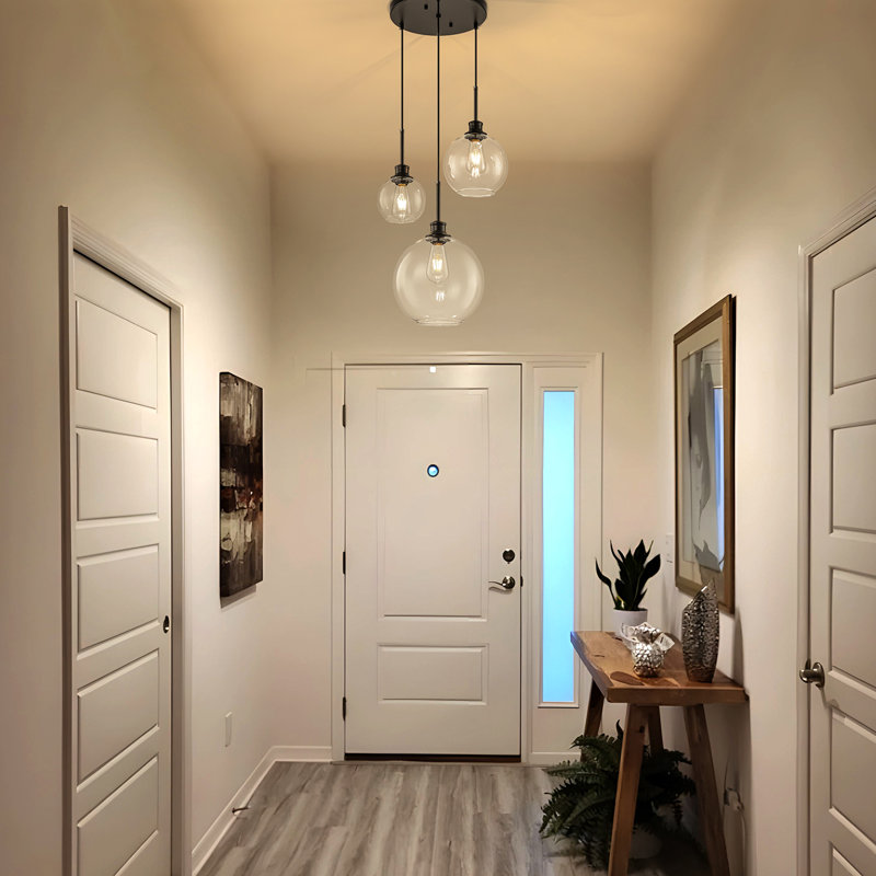 Concow 3 - Light Dimmable Black Cluster Pendant With Clear  Globe Glass