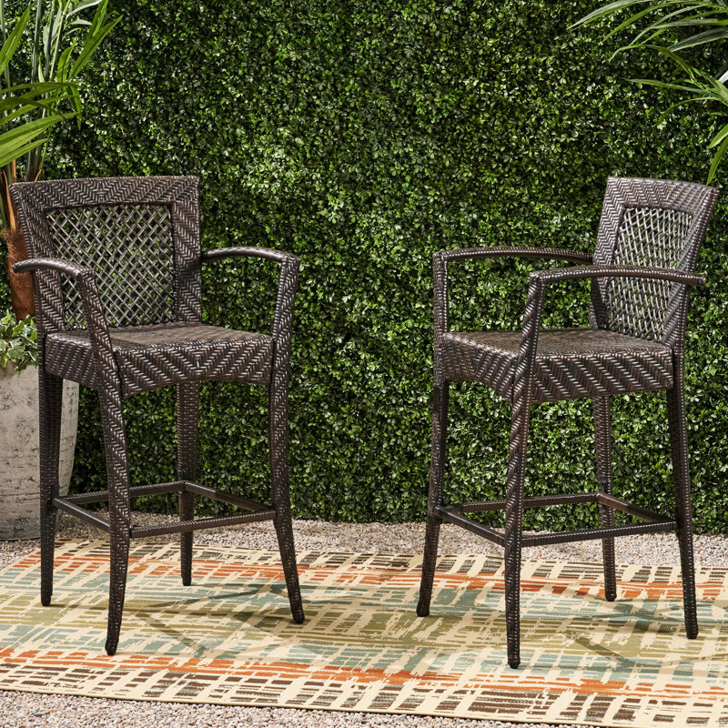 Pe + Iron , Multi Brown. Outdoor Seating. 30" Seat Height. Assembly Required Of 2 Brown With Iron, Seat, - Stylish For Patios & Entertaining