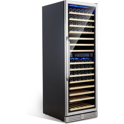 29-Bottle Dual Zone Wine Cooler with Lock, Built-In or Freestanding Wine Refrigerator with Double-Layer Glass Door