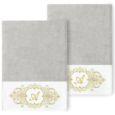 Linum Home Textiles 100% Turkish Cotton MONICA 2PC Embellished Bath Towel Set