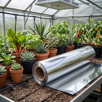 4 ft x 200 ft Heavy‑Duty Horticultural Reflective Film Roll, Cuttable High‑Reflection Sheet for Indoor & Outdoor Grow Tents and Greenhouse Spaces