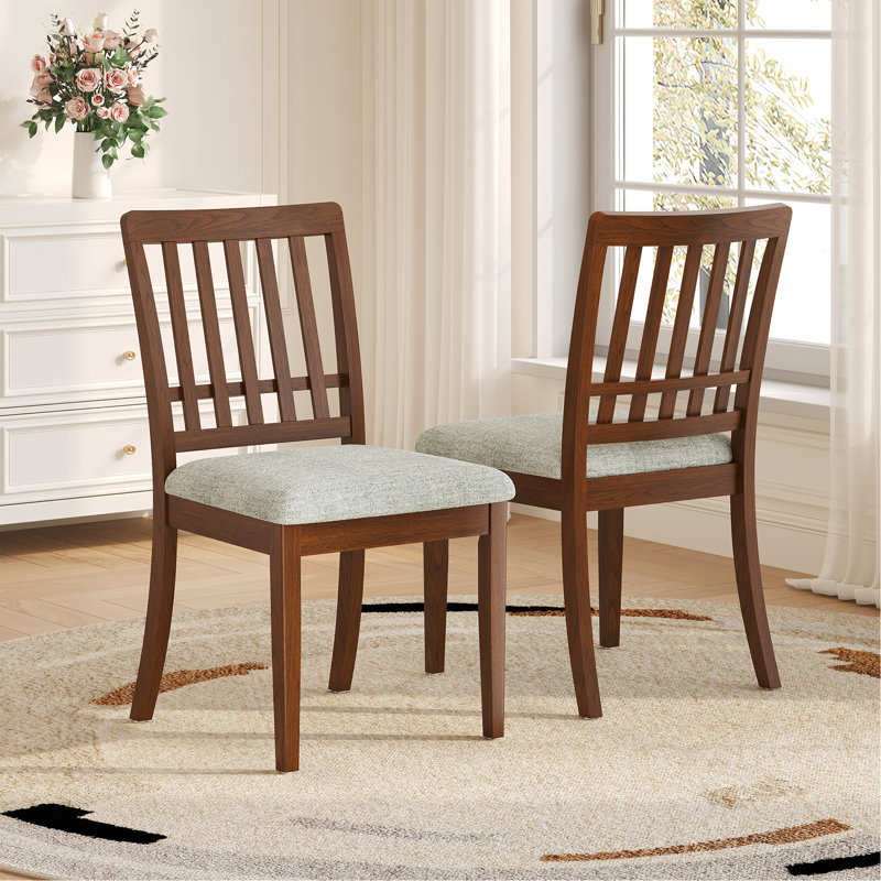 Chaises de salle à manger 2 pièces scandinaves modernes, dossier en bois courbé avec siège en tissu gris, finition pour la salle à manger et un appartement, facile à assembler - brun clair - brun