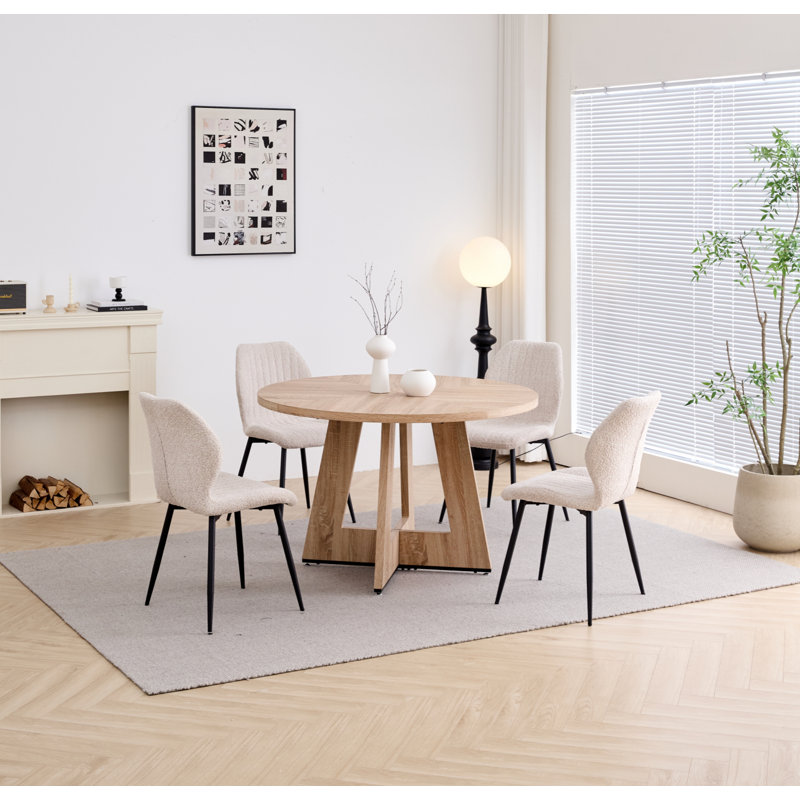 Ensemble de table de salle à manger 5 pièces 47 po pour 4 personnes, Beige/noir, Jaune