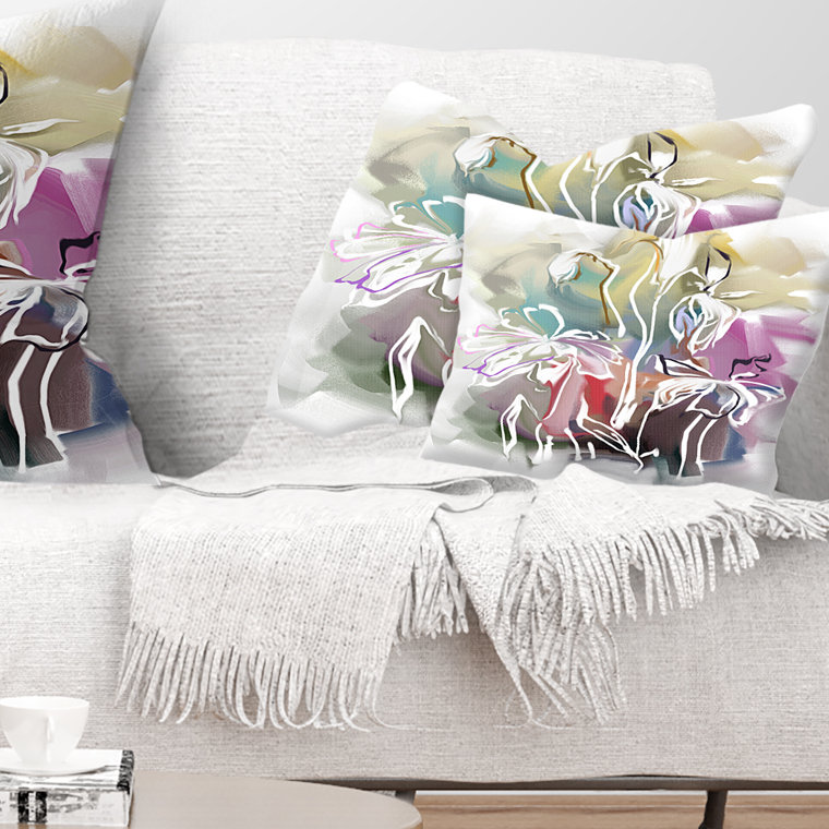 Coussin lombaire floral de fleurs abstraites texturées