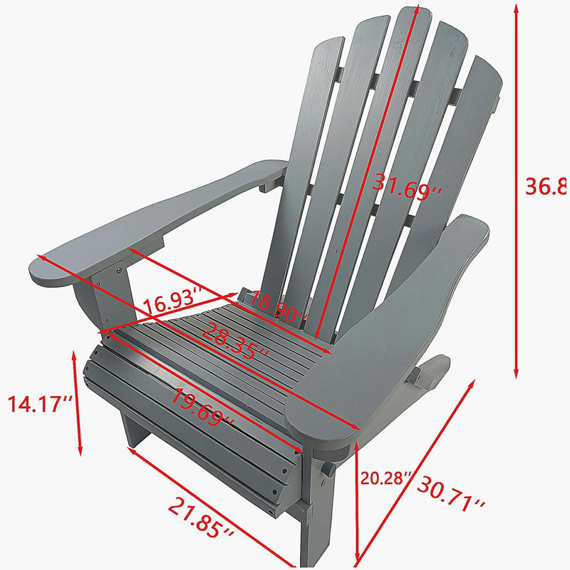 Chaise Adirondack en bois pour l'extérieur ou l'intérieur, pliable