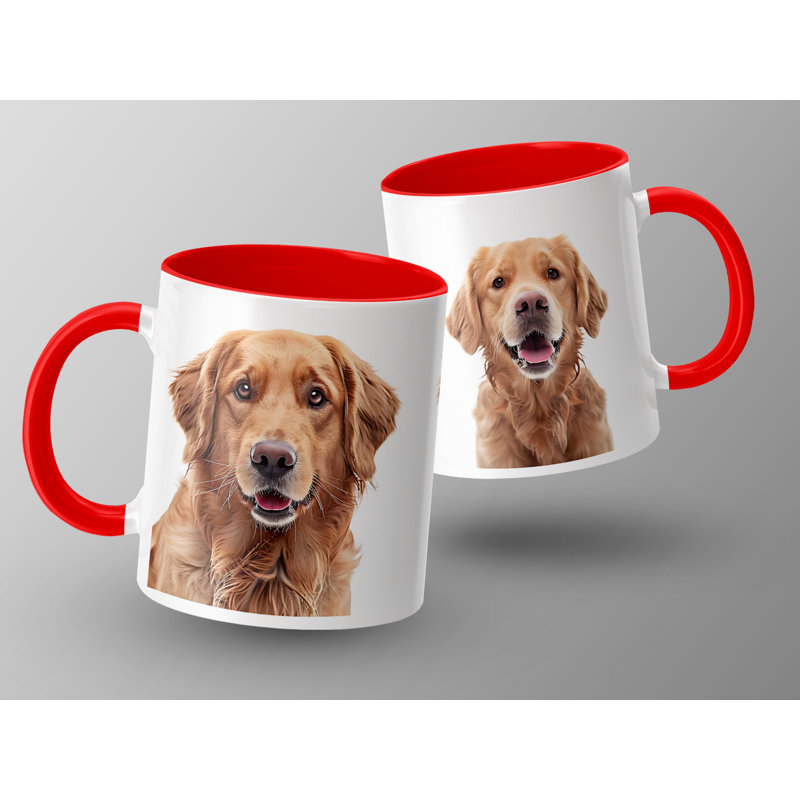 Happy Golden Retriever Dog Face Design 11oz Coffee Mug, 2