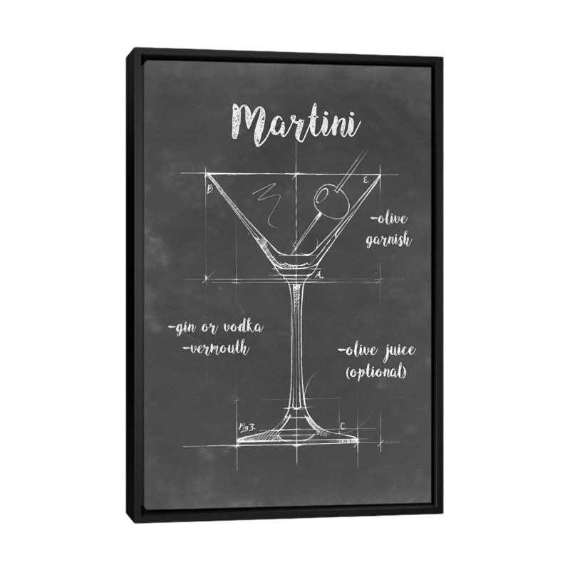 « mixologie v », art textuel sur toile, H 26 po x l 18 po x P 1,5 po, Toile encadrée noire, Pas de tapis