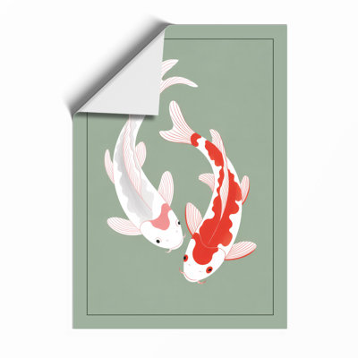 Dancing Koi Japandi - Framed Print