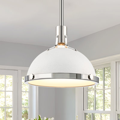 Luminaire suspendu pour îlot de cuisine à 1 dôme blanc avec diffuseur en verre 1 lumière 12,6 po Lysander