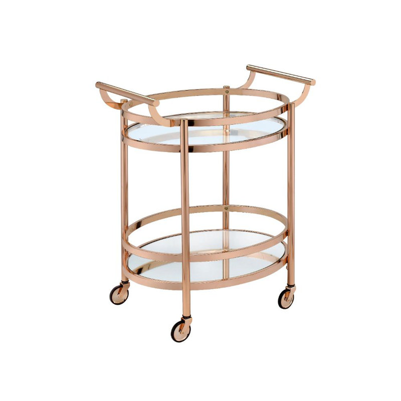 Chariot de service, H 33 po x l 21 po x P 38 po, Or / or rose / transparent