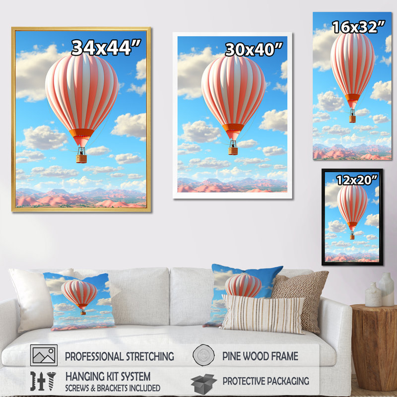 Vol en montgolfière et fantaisie, Cadre flottant noir, H 40 po x l 30 po x P 1,5 po
