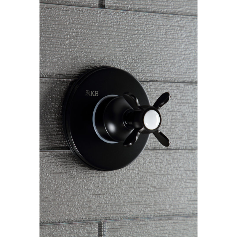 Kingston Brass Single-Handle Wall Mount Three-Way Diverter Valve with Trim Kit, Matte Black