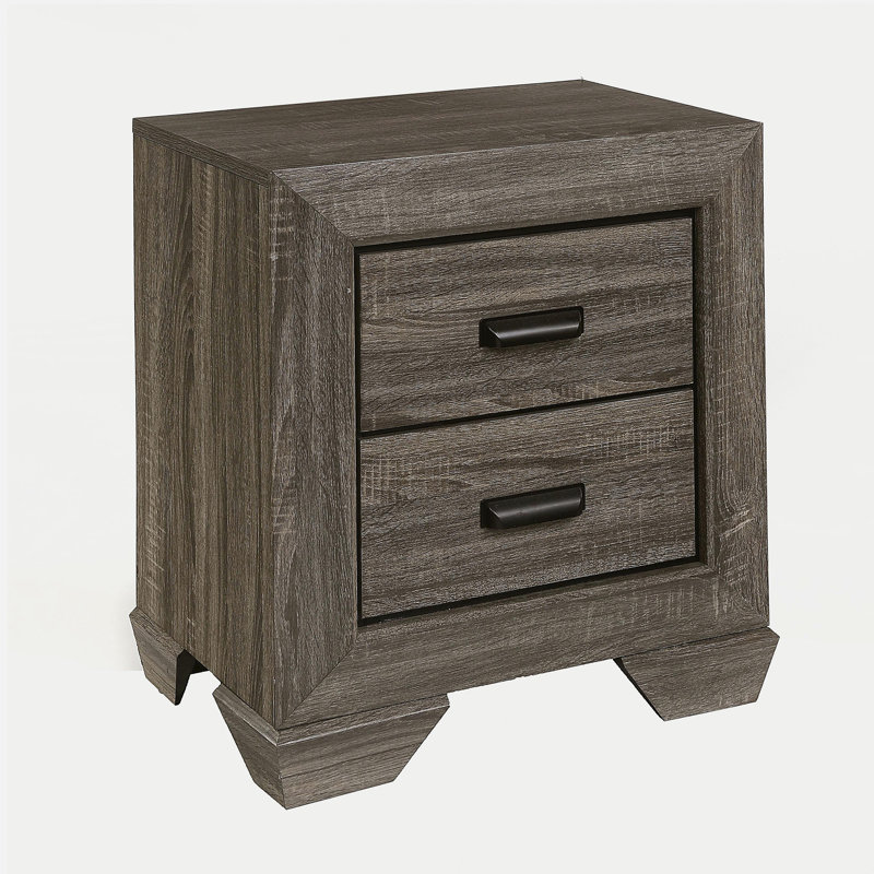Weathered Grey Grain 2-drawer Nightstand